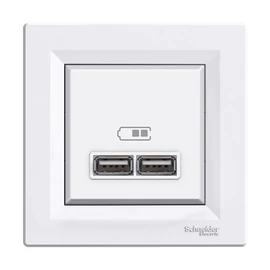 Schneider EPH2700221 ASFORA Dupla USB töltő, 2.1A, A+A, fehér