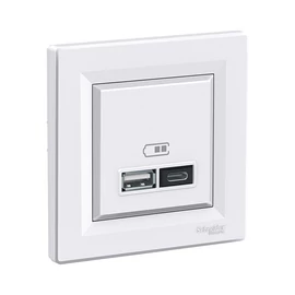 Schneider EPH2700321 ASFORA Dupla USB töltő, 2,4A, A+C, fehér