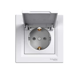 Schneider EPH3100121 ASFORA 2P+F csatlakozóaljzat, csapfedeles, csavaros, kerettel, fehér