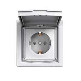 Schneider EPH3100321 ASFORA 2P+F csatlakozóaljzat, gyermekvédelemmel, csapfedeles - IP44, kerettel, fehér