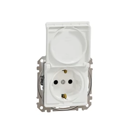Schneider SDD111024 SEDNA 2P+F csatlakozóaljzat biztonsági zsaluval, csapófedeles, rugós bekötés, 16A, fehér