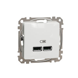 Schneider SDD111401 SEDNA Dupla USB töltő, A+A, 2.1A, fehér