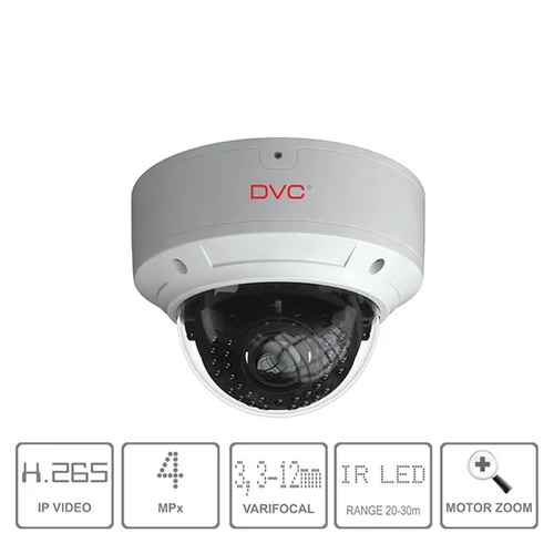 DVC DCN-VV743A IP kamera dome 3Mpx/25fps motoros zoom 3,3-12mm H.265 audio bemenet