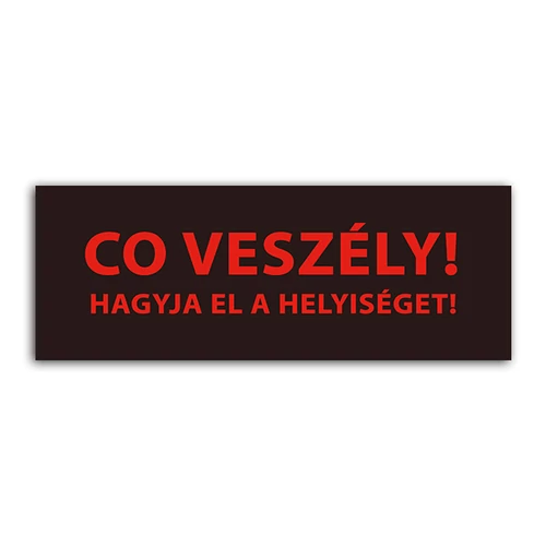 Detnov RCOD-500 jelzőtábla matrica "CO veszély Hagyja el a helyiséget!"