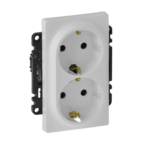 Legrand 753126 Valena Life 2x2P+F csatlakozóaljzat biztonsági zsaluval, egybeépített burkolattal, rugós bekötés, fehér